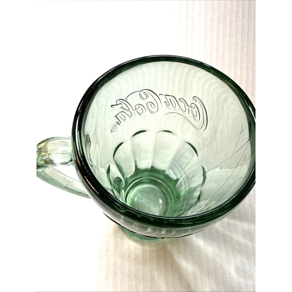 Vintage Rare Libbey Coca Cola Coke Glass Mug with Handle Thick Green Heavy Glass - Picture 4 of 12